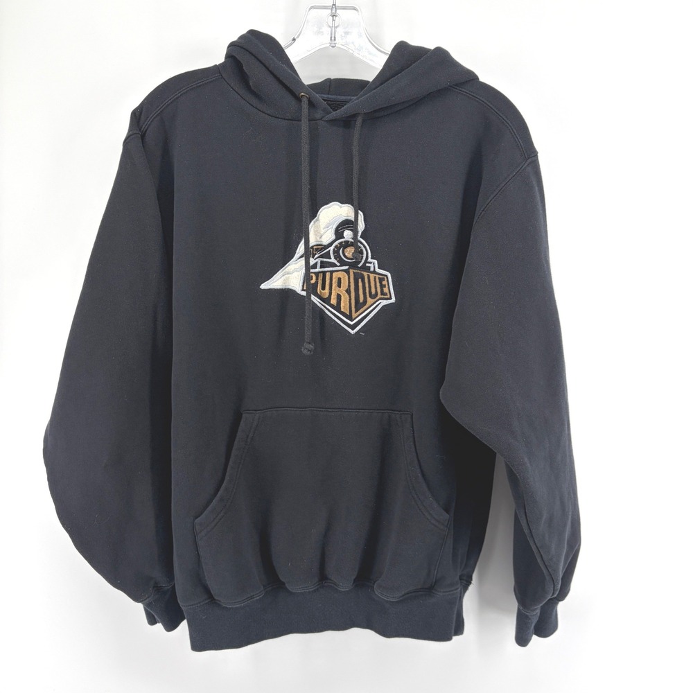 JanSport Purdue Boilermakers Hoodie Small VTG Black Embroidered Train Sweater